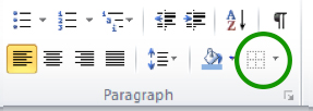 Microsoft Word Toolbar for table formatting